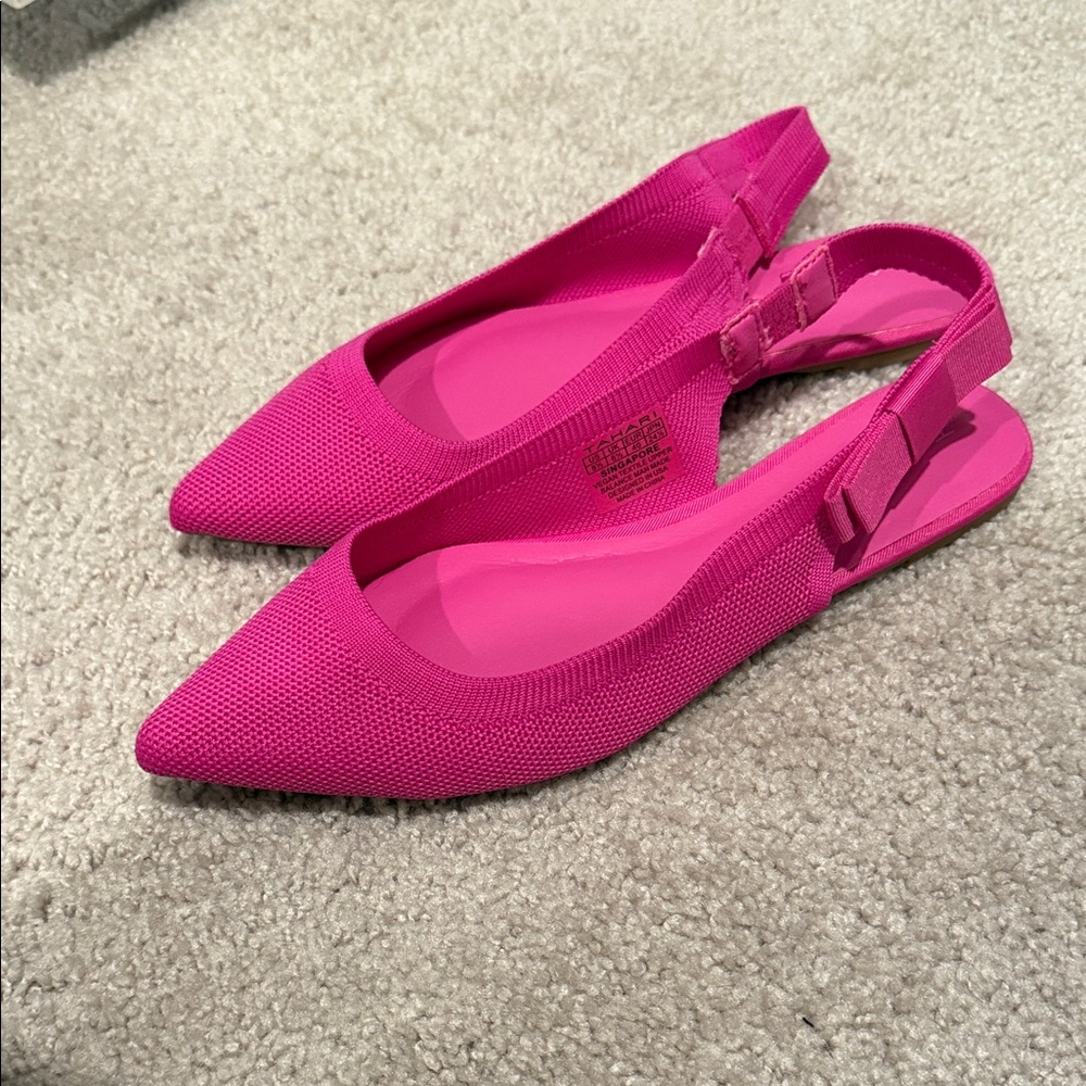 Tahari Vibrant Pink Slingback Flats with Bow